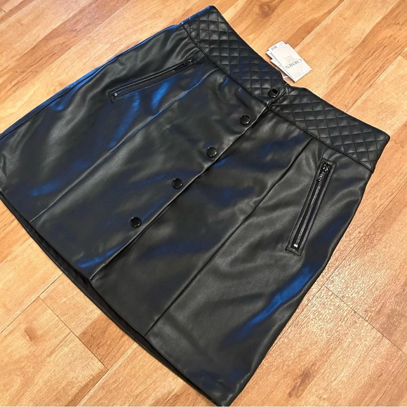 CARMEN MARC VALVO Quilted Faux Leather Skirt NWT 12 - Picture 4 of 9